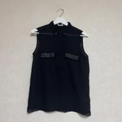 シースルースタッズ付きノースリーブトップス