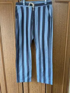 藍染めストライプ柄シャンブレーヒモパンツ　インディゴ/Lサイズのサムネイル