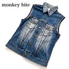 モンキーバイト　デニムベスト　ノースリーブジャケット　Gジャン　ジレ　カジュアル