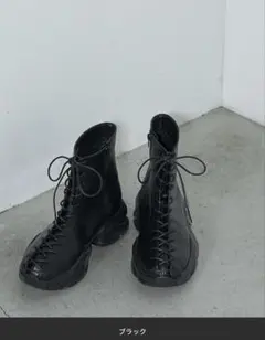 【le ELMi】オーバーレースアップ ボリュームソール ショートブーツ