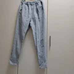 ライトブルー ゴムウエスト デニムパンツ
