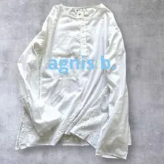 アニエス・ベーガーリー希少手刺繍コットンヘンリーネックブラウスエンブロイダリー