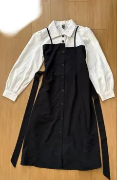 【SHEIN】ベルト付きシャツドレス（モノトーンカラー）（最終お値下げ）