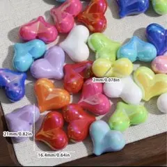 光沢ミックスカラーハート型アクリルビーズ 10個セット