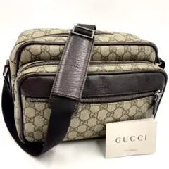 【美品】グッチ ショルダーバッグ カメラバッグ 斜め掛け GGスプリーム メンズ