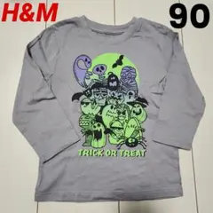 美品 H&M　ハロウィンTシャツ ロンT　90 グレー　イベント