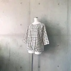 ADAYINTHELIFEグラフチェック柄七分袖ブラウス