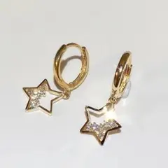【No.11】金 ☆ ジルコニア ピアス