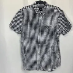GAP ネイビーとホワイト　チェック柄　メンズ　半袖シャツ　Lサイズ