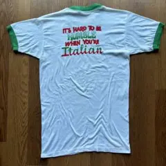 【vintage】70s~80s USA製　リンガーTシャツ　イタリア　ユニーク