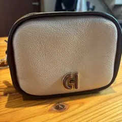 レザーショルダーバッグ ベージュブラウン