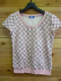 中古バーバリー ブルーレーベル ピンクノバチェック フレンチスリーブ カットソー