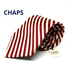 チャップスCHAPS ネクタイ 赤×白 ストライプ シルク100% 日本製 新品