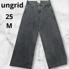 ungrid ブラック　アングリッド　ワイドデニム 25 ジーンズ　ワイドパンツ