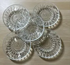 昭和レトロ♦カットガラス小皿　5枚