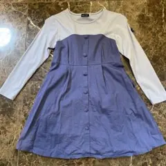 BeBe 130サイズ 長袖ワンピース　ブルー
