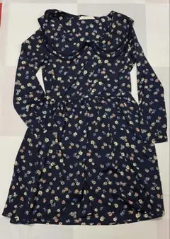 長袖ワンピース　Ray Cassin 花柄　ネイビー　252213