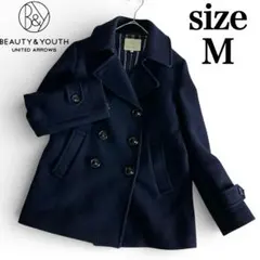 美品 ビューティー＆ユース ピーコート ネイビー ウール M