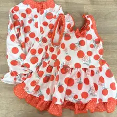 オレンジ水玉フリルベビー水着