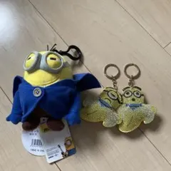 ミニオン ぬいぐるみキーホルダー ラインストーンチャーム 3点セット