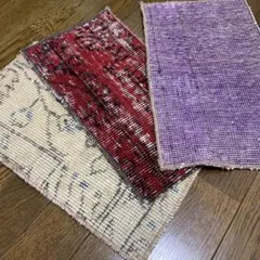 ヴィンテージラグ　カット　セット（赤・紫・クリーム）