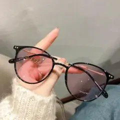 サングラス ブラックフレーム ピンクレンズ　調光レンズ　UVカット　紫外線カット