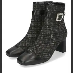 ORiental TRaffic サイズL ビジューバックルツイードヒールブーツ