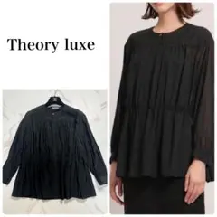 美品✨セオリーリュクス ギャザーブラウス バンドカラー 近年モデル 40
