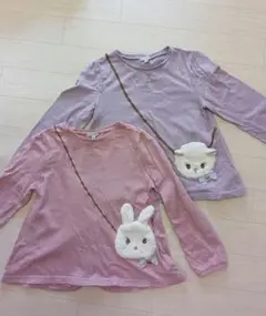 セット◯anyFAM 羊 うさぎ　ポシェット　ポケット　長袖カットソー 130