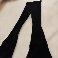 リブ編み ブラック フレアパンツ Mサイズ