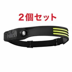 LED 헤드라이트, USB 충전식 센서가 있는 2개 세트, 고휘도, 방수, 경량