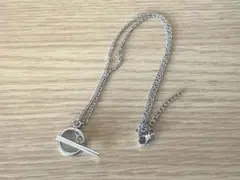 ハンドメイド　マンテルネックレス　ステンレス　シンプル　シルバー
