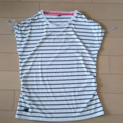 ニューバランス　ブラック　ボーダー　半袖Tシャツ　Mサイズ