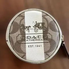 COACHコーチ 円形コインケース ベージュ・ゴールド