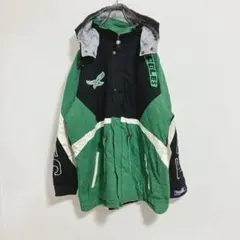 【極暖】90s NFL EAGLES イーグルス　ナイロンジャケット　緑黒　L