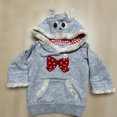 ミキハウス フード付きトレーナー リボン 80