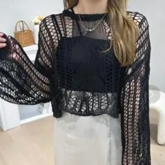 透かし編みショートニットトップス【ZOZOTOWN限定アイテム】♡909913のサムネイル