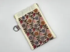 8 バネ口ポーチ　ポケットティッシュポーチ　インド刺繍リボン