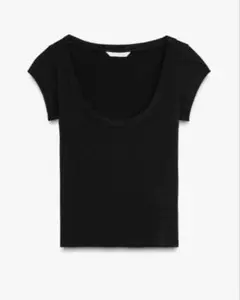 【ZARA】 ラウンドネックTシャツ ブラック Lサイズ