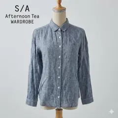 Afternoon Tea フレンチリネンシャツ ブルーグレー M 麻100%のサムネイル