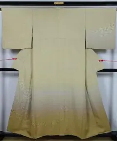 訪問着 袷のきもの 紋意匠 虹色段ボカシ 蘇州刺繍華紋小菊柄 正絹 12511