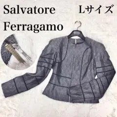 美品 希少 Salvatore Ferragamo シルク ノーカラージャケットのサムネイル