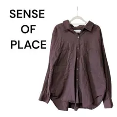 sc248【SENSE OF PLACE】ブラウンシャツ　大人カジュアル　抜け感