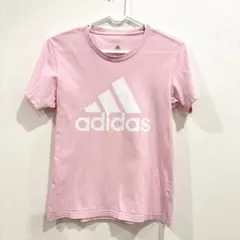 adidas アディダス ロゴ Tシャツ ピンク レディース 半袖 XS