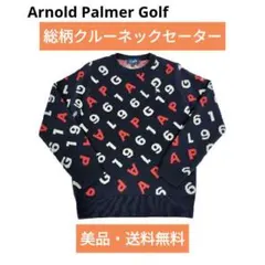 アーノルドパーマー ゴルフ 総柄 クルーネック ニット セーター M 送料無料のサムネイル