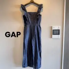 GAP フリルストラップ デニムサロペット オールインワンのサムネイル