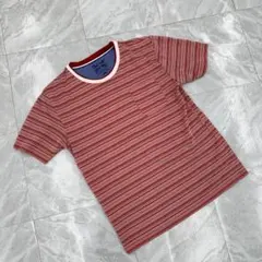 KANGOL ボーダー柄 Tシャツ レッド×ホワイト 半袖 ポケット付き L