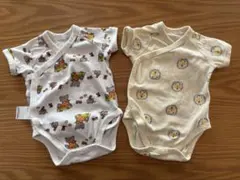 70ユニクロ 半袖ボディスーツベビー肌着 2枚セット こぐまちゃんのうんてんしゅ