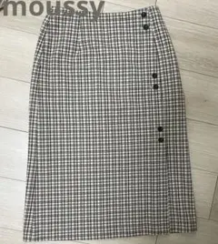 moussy タイトスカート チェック　S 白 茶 レディース