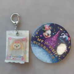 【未使用】香港ディズニー　グッズ　クッキーアン　缶バッジ　キーホルダー　チャーム